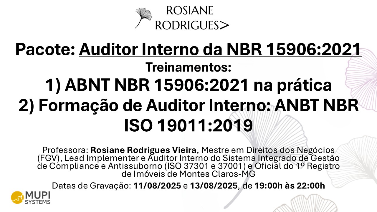 Pacote - Auditor Interno da NBR 15906:2021