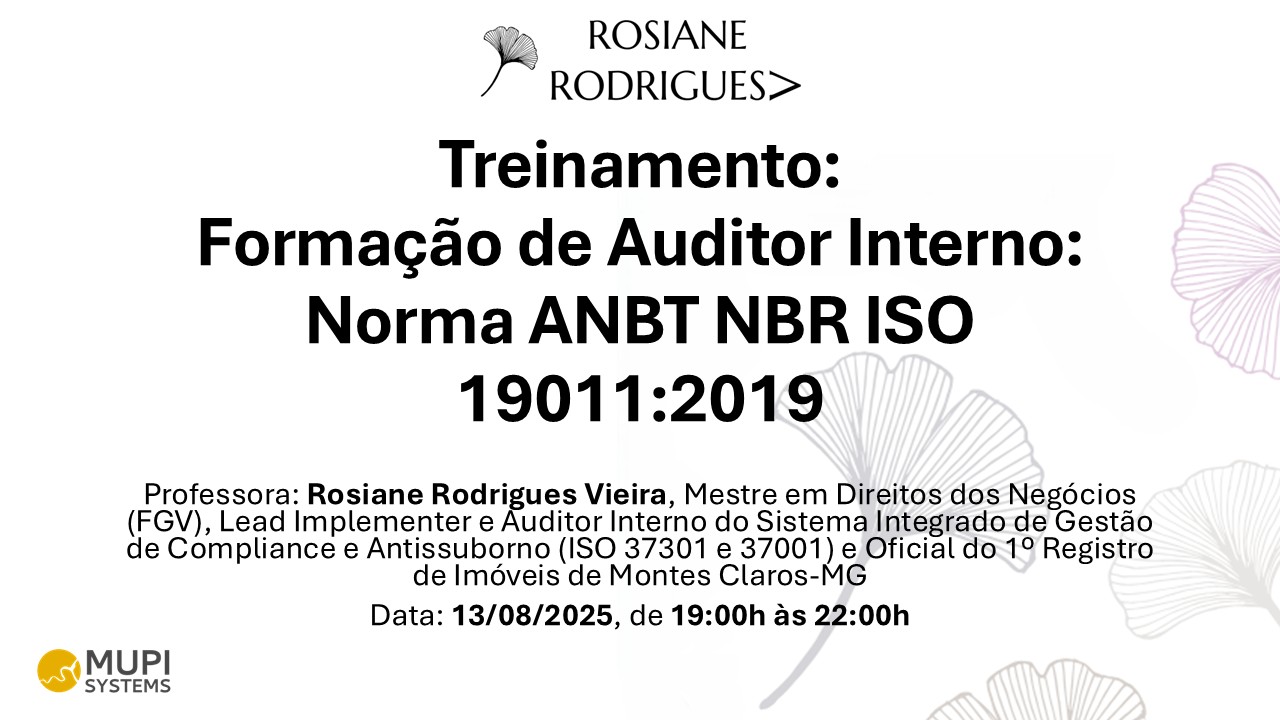Treinamento - Formação de Auditor Interno: Norma ANBT NBR ISO 19011:2019